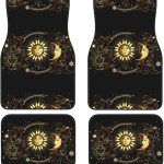 Sun Crescent Moon Stars Astrology Tarot Cards 4 Pieces Car Floor Mats Car Carpets Full Sets Universal Fit for SUV, Vans, Sedans, Trucks All Weather Protection Auto Foot Carpet - Virgo Car Floor Mat for men