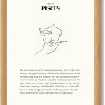 Framed Pisces Zodiac Poster Canvas Print Art Minimalist Aesthetic Wall Art Painting Elegant Pictures for Bedroom Dorm Room Decoration Pisces Wall Decor Art Print (Wood Framed,12L x16W) - Pisces Canvas for men