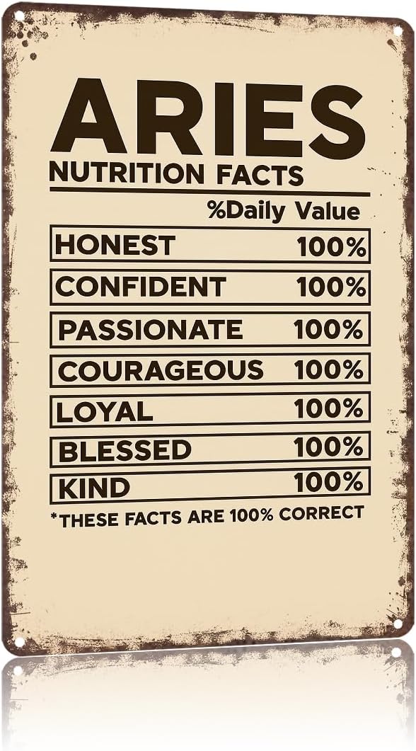 TIUUOK Funny Signs Metal Tin Poster 8x12inch Aries Zodiac Wall Art Decoration Painting For Home Yard Sign Outdoor Lawn Garden Office Decor - Aries Poster for men