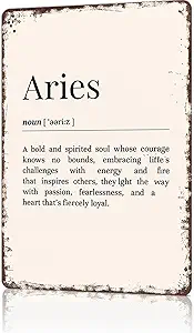 Funny Metal Signs Poster 8x12inch Aries Heartfelt Aluminum Sign Wall Art For Home Room Bedroom Office Decor - Aries Poster for men