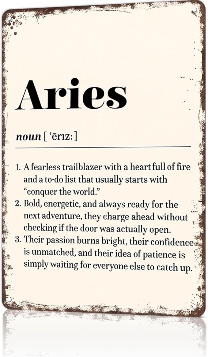 Funny Metal Signs Poster 8x12inch Aries Aluminum Sign Wall Art For Home Room Bedroom Office Decor - Aries Poster for men