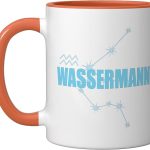 Aquarius Zodiac Sign Aquarius Constellation Ceramic Mug, Orange/White - Aquarius Mug for men