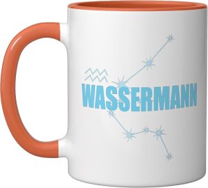 Aquarius Zodiac Sign Aquarius Constellation Ceramic Mug, Orange/White - Aquarius Mug for men
