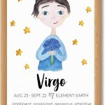 Framed Virgo Zodiac Poster Canvas Print Art Cute Wall Art Painting Pictures Home Decor Whimsical Minimalist Aesthetic Art Print for Living Room Dorm Room Wall Decoration (Wood Framed,12L x16W) - Virgo Poster for men