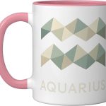 Aquarius Geometric Zodiac Art Ceramic Mug, Pink/White - Aquarius Mug for men