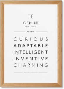 Framed Gemini Zodiac Sign Poster Canvas Print Art Minimalist Aesthetic Wall Art Painting PicturesTrendy Art PrintDorm Room Wall DecorElegant Home DecorDecoration (Wood Framed,12L x16W) - Gemini Canvas for men