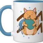 Aquarius Zodiac as an Animal Ceramic Mug, Blue/White - Aquarius Mug for men
