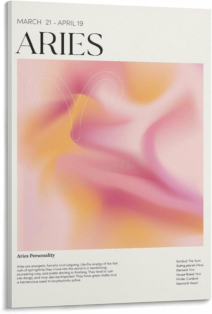 Twelve Signs Aries Gradual Halo Poster Canvas Painting Posters And Prints Wall Art for Living Room Bedroom Decor 08x12inch(20x30cm) - Aries Poster for men