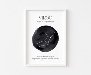 Virgo Zodiac Print - Astrology Wall Art, The Maiden Constellation Poster, Celestial Sign Spiritual Decor - Virgo Poster for men