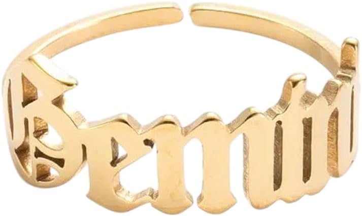 New 2026 Personalize Sign 12 Constellation Ring Astrology Gemini Taurus Aries Old English Rings For Women Fashion Jewelry Gift Trendy Accessories Creative - Aries Ring for men