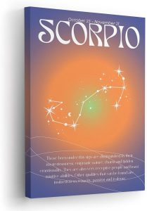 Scorpio Star Sign Aura Canvas Wall Art – Minimalist Zodiac Sign Constellation Art Print - Aesthetic Zodiac Astrology Wall Decor for Living Room, Bedroom, Office - Astrology Lover Gift (8x12, Wrapped Canvas) - Scorpio Canvas for men