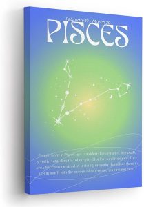 Pisces Star Sign Aura Canvas Wall Art – Minimalist Zodiac Sign Constellation Art Print - Aesthetic Zodiac Astrology Wall Decor for Living Room, Bedroom, Office - Astrology Lover Gift (8x12, Wrapped Canvas) - Pisces Canvas for men
