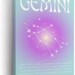 Gemini Star Sign Aura Canvas Wall Art – Minimalist Zodiac Sign Constellation Art Print - Aesthetic Zodiac Astrology Wall Decor for Living Room, Bedroom, Office - Astrology Lover Gift (16x24, Wrapped Canvas) - Gemini Canvas for men