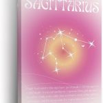Sagittarius Star Sign Aura Canvas Wall Art – Minimalist Zodiac Sign Constellation Art Print - Aesthetic Zodiac Astrology Wall Decor for Living Room, Bedroom, Office - Astrology Lover Gift (12x18, Wrapped Canvas) - Sagittarius Home Decor for men