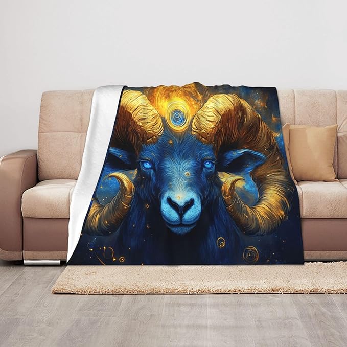 Cafemira Soft Flannel Blanket,Constellation Aries,Fleece Throw Blankets,All Season,for Camping,Office nap,Outdoor,Throw for Couch Bed Decor,for Those Born Under The Sign of Aries,50x40 Inch - Aries Blanket for men