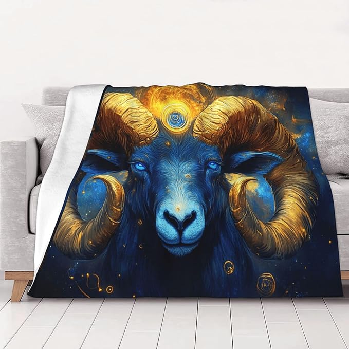 Cafemira Soft Flannel Blanket,Constellations Aries,Fleece Throw Blankets,All Season,for Camping,Office nap,Outdoor,Throw for Couch Bed Decor,for Those Born Under The Sign of Aries,80x60 Inch - Aries Blanket for men
