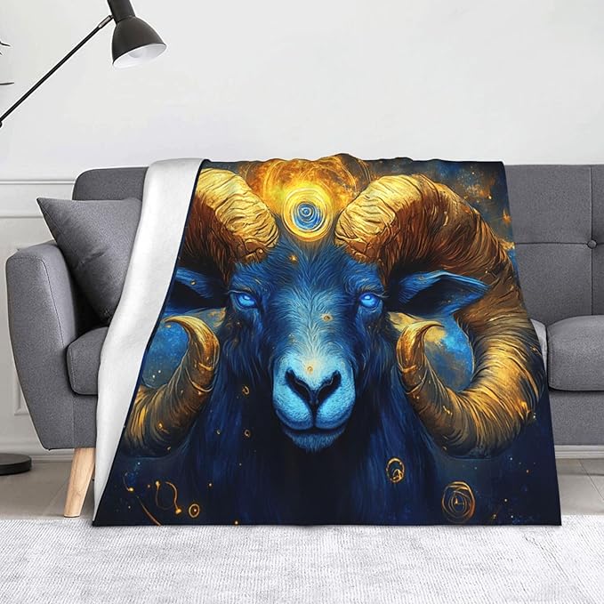 Cafemira Soft Flannel Blanket,Constellations Aries,Fleece Throw Blankets,All Season,for Camping,Office nap,Outdoor,Throw for Couch Bed Decor,for Those Born Under The Sign of Aries,60x50 Inch - Aries Blanket for men