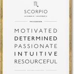 Framed Scorpio Zodiac Sign Canvas Print Art Minimalist Aesthetic Art Print Trendy Wall Art Painting Pictures for Dorm Room Wall Decoration Home Decor (Gold Framed,12L x16W) - Scorpio Canvas for men