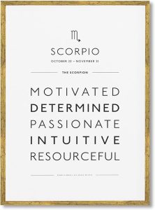 Framed Scorpio Zodiac Sign Canvas Print Art Minimalist Aesthetic Art Print Trendy Wall Art Painting Pictures for Dorm Room Wall Decoration Home Decor (Gold Framed,12L x16W) - Scorpio Canvas for men