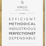 Framed Virgo Zodiac Sign Poster Canvas Print Art Minimalist Aesthetic Wall Art Painting Pictures Wall Decor Art Print Trendy Decoration for Living Room Dorm Room (Gold Framed,12L x16W) - Virgo Poster for men