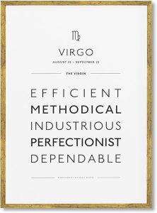 Framed Virgo Zodiac Sign Poster Canvas Print Art Minimalist Aesthetic Wall Art Painting Pictures Wall Decor Art Print Trendy Decoration for Living Room Dorm Room (Gold Framed,12L x16W) - Virgo Poster for men