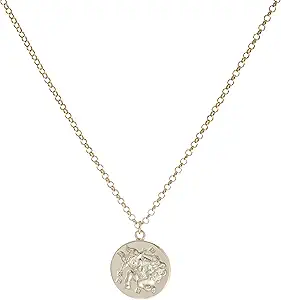 Zodiac Sign Necklace Pendant Double Sided Gold for Women Men, Circular Constellation Sign Horoscope Figaro Chain Jewelry Birthday Gift - Taurus Products for men