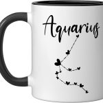 Aquarius Zodiac Sign Men Women Kids Aquarius Birthday Funny Ceramic Mug, Black/White - Aquarius Mug for men