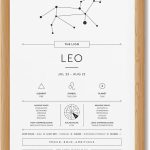 Framed Leo Zodiac Sign Canvas Print Art Minimalist Aesthetic Wall Art Astrology Pictures Elegant Painting for Living Room Home Decor Wall Decoration Bedroom (Wood Framed,12L x16W) - Leo Canvas for men
