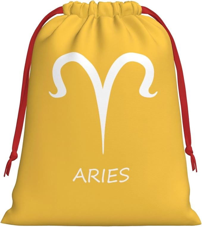 NUSDB Aries Sign Christmas Gift Bags, Santa Wrapping Bags, Xmas Presents Bag With Drawstring, Holiday Party Favors Birthday & Christmas Gift (Large Medium Small) - Aries Canvas for men