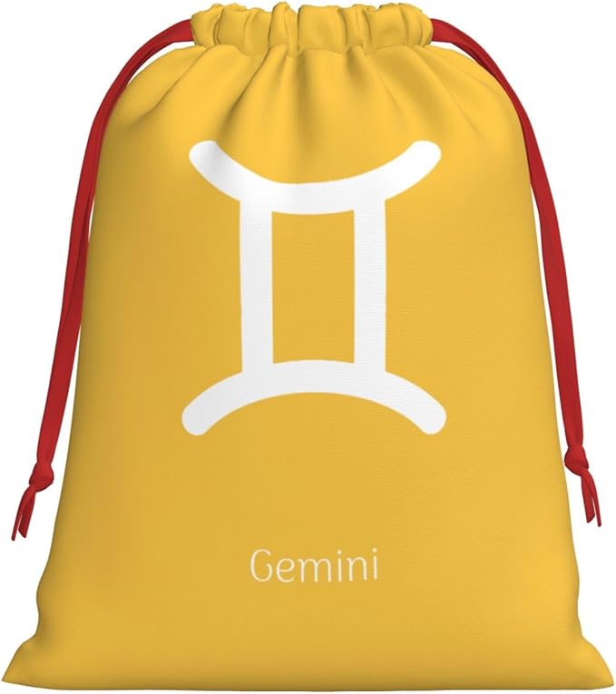 NUSDB Gemini Sign Christmas Gift Bags, Santa Wrapping Bags, Xmas Presents Bag With Drawstring, Holiday Party Favors Birthday & Christmas Gift (Large Medium Small) - Gemini Canvas for men