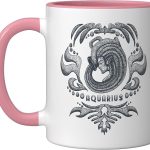 Aquarius Vintage | Zodiac Sign Zodiac Sign Ceramic Mug, Pink/White - Aquarius Mug for men