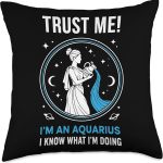 Aquarius Zodiac Water Bearer Astrology Horoscope Throw Pillow - Aquarius Pillow for men