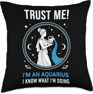 Aquarius Zodiac Water Bearer Astrology Horoscope Throw Pillow - Aquarius Pillow for men