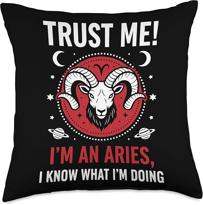 Aries Sign Ram Zodiac Funny Astrology Horoscope Throw Pillow - Aries Pillow for men