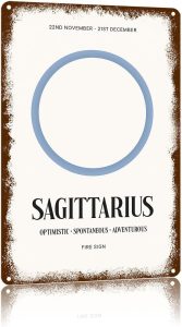 UTINDK Sagittarius Zodiac: Retro Astrology Vintage Metal Sign,Text Art Poster Home Wall Decor, Suitable For Walls, Doors, And Fences，Aluminum Printed Plaque 8×12Inch - Sagittarius Home Decor for men