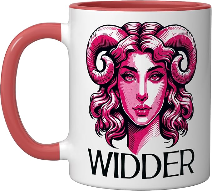 Astrological Sign Aries Birthday March April Ascendant Ceramic Mug, Red/White - Aries Mug for men