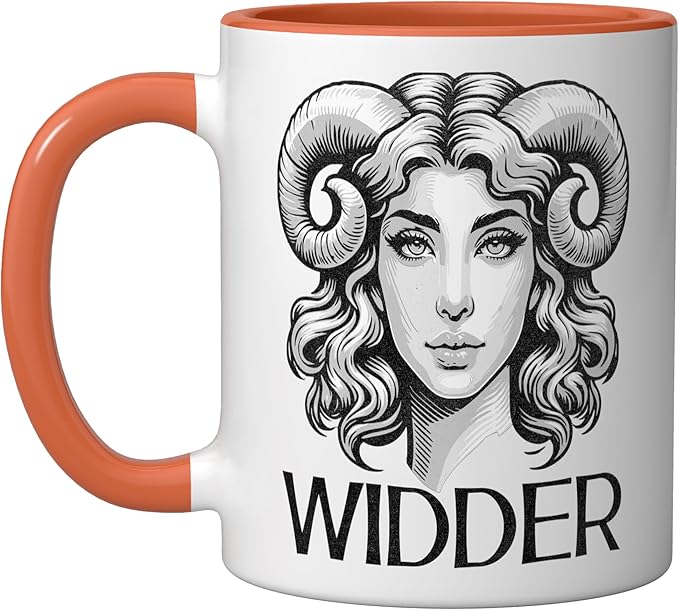 Astrological Sign Aries Birthday March April Ascendant Ceramic Mug, Orange/White - Aries Mug for men