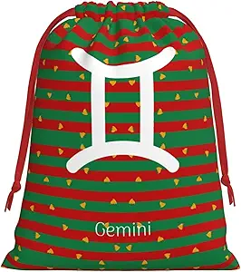 NUSDB Gemini Sign Christmas Gift Bags, Santa Wrapping Bags, Xmas Presents Bag With Drawstring, Holiday Party Favors Birthday & Christmas Gift (Large Medium Small) - Gemini Canvas for men