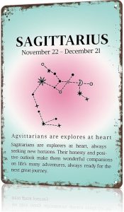 FANPOK Funny Vintage Metal Sign Sagittarius Constellation Poster Wall Art for Home Living Room Office Bar Decor 8X12inch - Sagittarius Home Decor for men