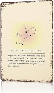 FANPOK Funny Vintage Metal Sign Virgo Constellation Poster Wall Art for Home Living Room Office Bar Decor 8X12inch - Virgo Poster for men