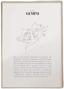 Gemini Zodiac Wall Art Print with Minimal Line Art She Is Gemini Boho Poster for Her Astrology Star Sign Decor for Living Room Bedroom Office - Gemini Canvas for men
