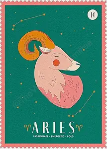 Aries star sign print zodiac poster for celestial wall decor, astrology home artwork suitable for living room or bedroom - Aries Poster for men