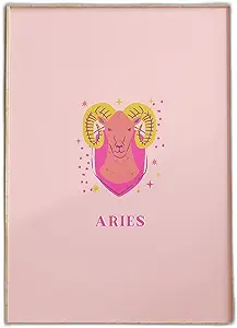 Aries Print Poster Pink Zodiac Wall Art for Her Astrology Star Sign Decor Ram Symbol Artwork for Bedroom or Living Room Gift Idea - Aries Poster for men