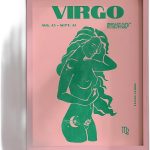 Pink and green Virgo wall art poster featuring a maximalist zodiac illustration, astrology decor, printable instant download for modern bedrooms and living spaces - Virgo Poster for men
