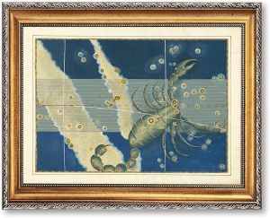 Vintage Framed Zodiac Constellation Scorpio Canvas Print Oil Paintings Reproduction World Classics Artwork Poster, Painting, Pictures, Wall Decor Aesthetic Home Decor for Living Room Dorm Room Office (Retro Framed,12L"x16W") - Scorpio Canvas for men