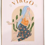 Virgo Zodiac Wall Art Print, Astrology Star Sign Poster for Home Decor, Virgo Gift Idea, Illustrated Horoscope Poster with Peach Background and Florals - Virgo Poster for men