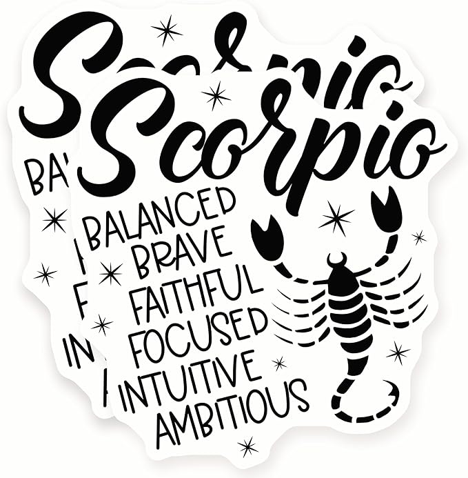Scorpio Stickers - Zodiac Sign - Horoscope Astrology - Personalized Stickers - 2 Pack 5" Wide Design - Adheres to Laptops, Tumblers, and More – Made in The USA - AQS8828 - Scorpio Sticker for men