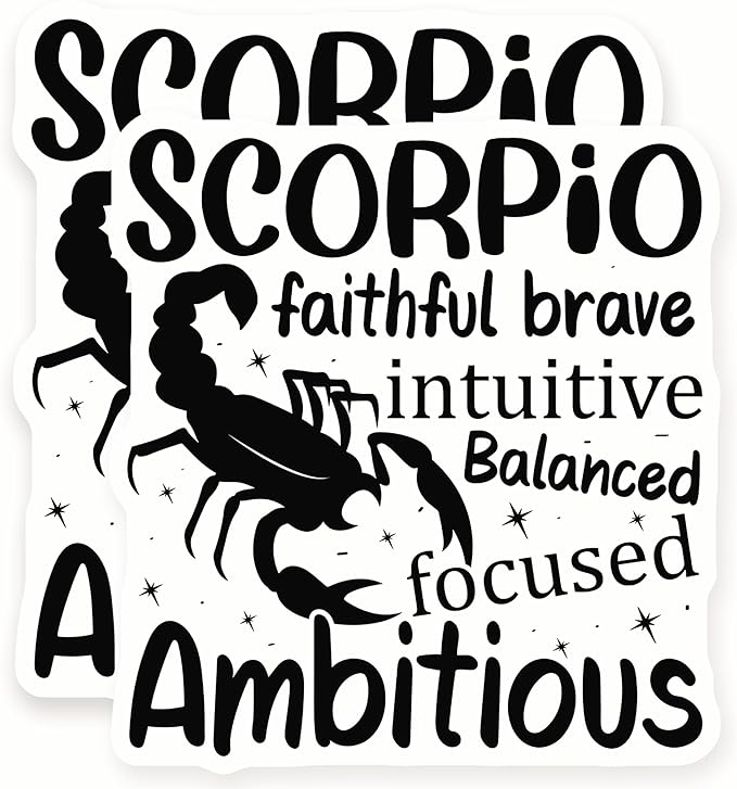 Scorpio Zodiac Stickers - Astrology Sign - Horoscope Gift - 2 Pack - 5" Wide Design - Adheres to Laptops, Tumblers, and More – Made in The USA - AQS9057 - Scorpio Sticker for men