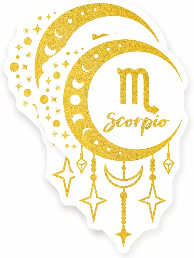 Scorpio Stickers - Zodiac Sign - Astrology Decal - Celestial Art - 2 Pack 5" Wide Design - Adheres to Laptops, Tumblers, and More – Made in The USA - AQS8929 - Scorpio Sticker for men