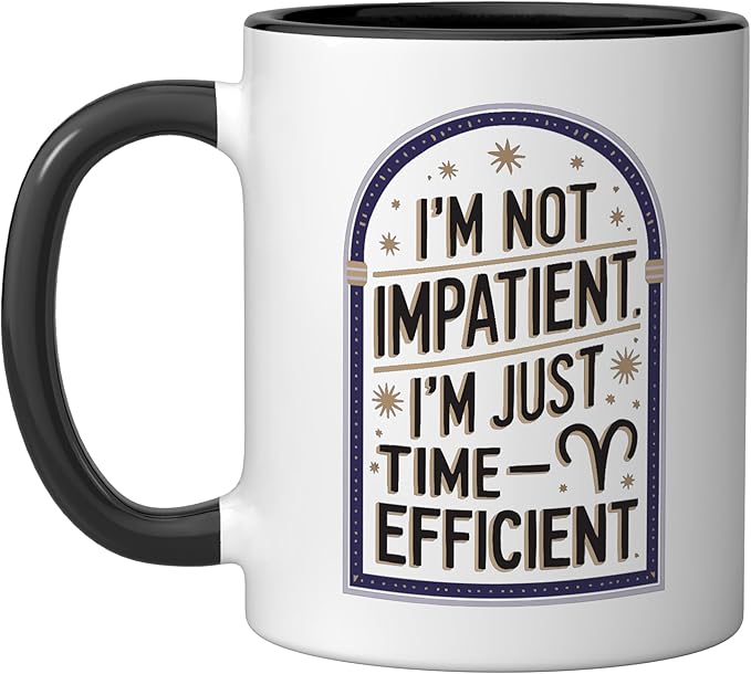 Aries Zodiac Sign Star Astrology Birthday Horoscope Ceramic Mug, Black/White - Aries Mug for men